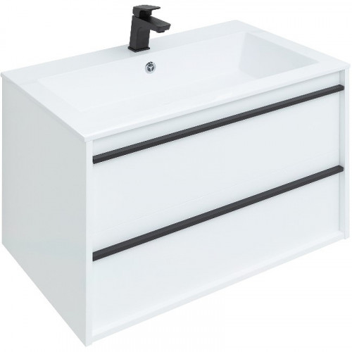 Тумба под раковину Aquanet Lino 80 253903 подвесная Белая матовая МДФ / ЛДСП