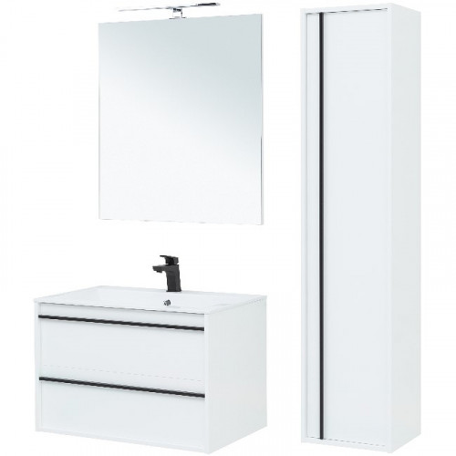 Тумба под раковину Aquanet Lino 80 253903 подвесная Белая матовая МДФ / ЛДСП