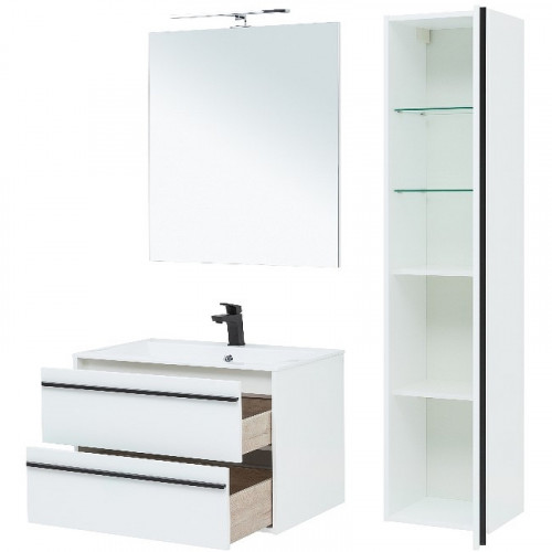 Тумба под раковину Aquanet Lino 80 253903 подвесная Белая матовая МДФ / ЛДСП