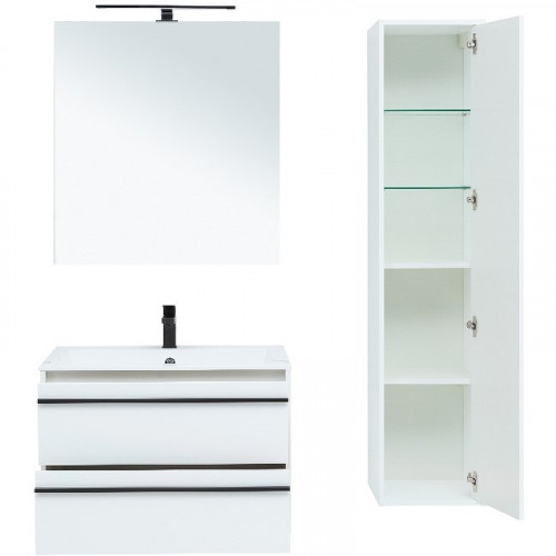 Тумба под раковину Aquanet Lino 80 253903 подвесная Белая матовая МДФ / ЛДСП