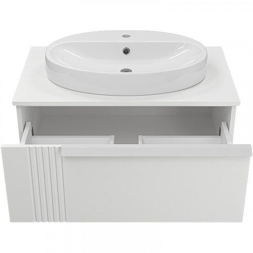 Тумба с раковиной Brevita Savoy 80 УТ000014904 подвесная Белая матовая МДФ / ЛДСП