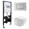 Комплект унитаза Abber Bequem AC1100T-AC0105-AC0120 с сиденьем Микролифт и клавишей смыва цвет Хром