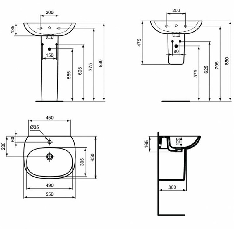Раковина Ideal Standard Tesi 55 T352301 Euro White фарфор подвесная