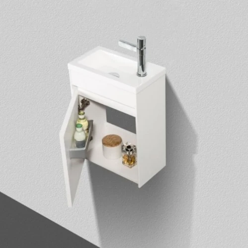 Тумба под раковину BelBagno Pietra Mini 40 PIETRA MINI-400-1A-SO-BL-L подвесная Bianco Lucido МДФ / ЛДСП
