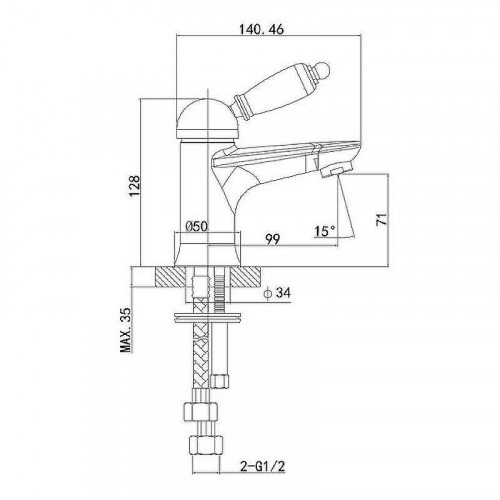 Смеситель для раковины Caprigo Adria-Uno Black Edition 02B-522-crm Хром