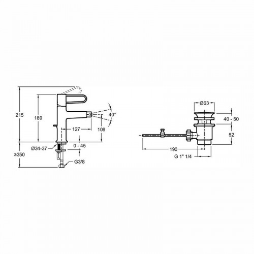 Смеситель для биде Jacob Delafon Odeon Rive Gauche E21033-BL-CP Хром Черный латунь