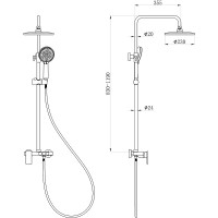 Душевая система beWash BV1MMSS6666 Черная матовая латунь на стену