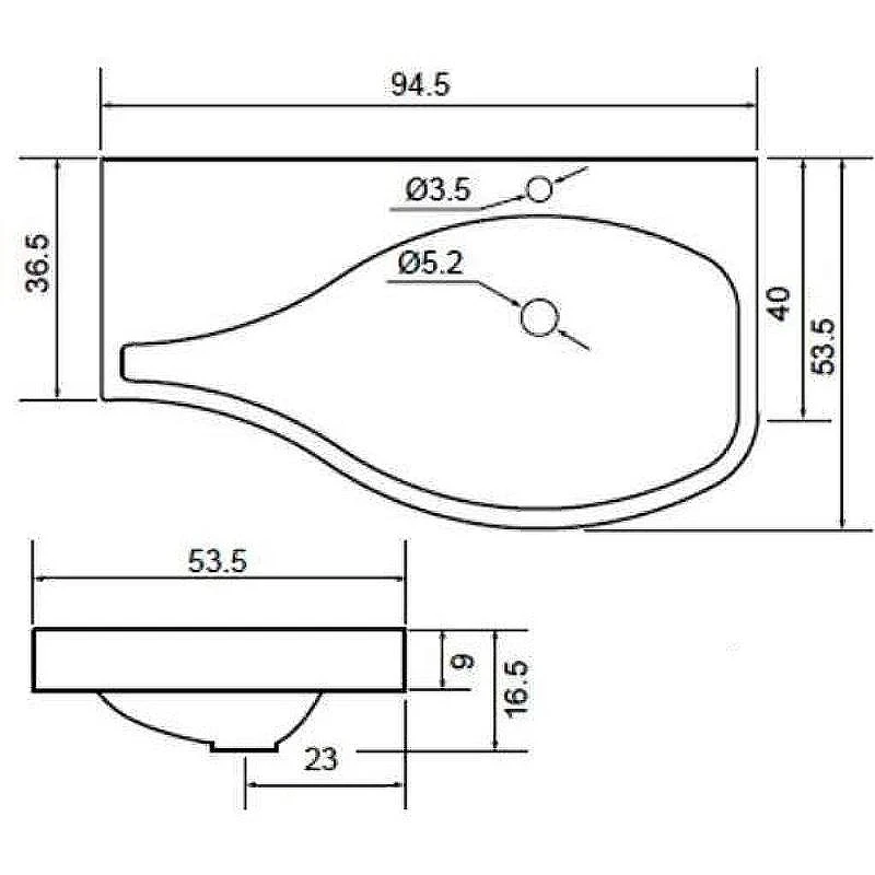 Раковина Aquanet Сопрано 95 R 169396 Белая