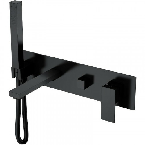 Смеситель для ванны Boheme Qubic 474-2-B Черный матовый латунь встраиваемый