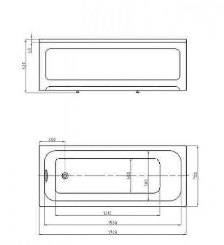 Акриловая ванна Aquatek Eco-friendly Мия 170x70 MIY170-0000004 без панелей, каркаса и слив-перелива