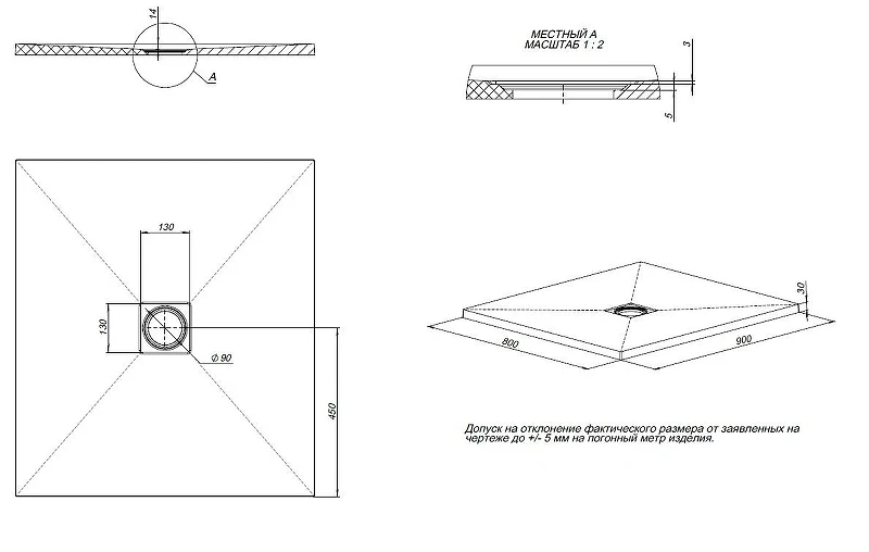 Душевой поддон из искусственного камня Allen Brau Priority 90x80 8.31001-BGM цвет Синий+Серый