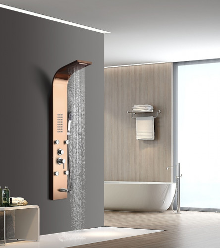 Душевая панель Ceruttispa Victoria RG CT9977 с гидромассажем Розовое золото нержавеющая сталь на стену