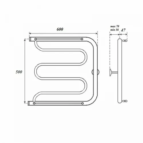 Водяной полотенцесушитель Point Фокстрот PN25556P 500x600 с полкой Хром