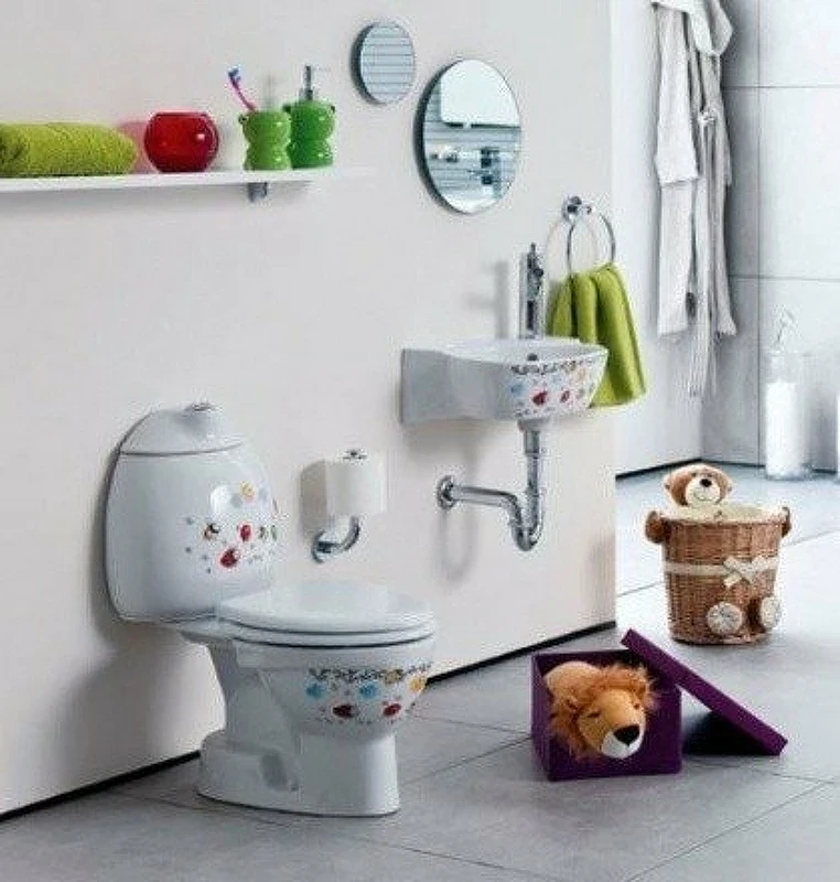 Унитаз компакт Creavit Cocuk CK310-11CB00E-FF00 Белый с декором без сиденья и бачка фарфор напольный