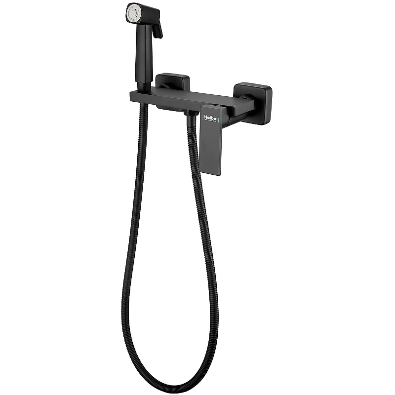 Гигиенический душ со смесителем Haiba HB5517-7 Черный матовый латунь на стену