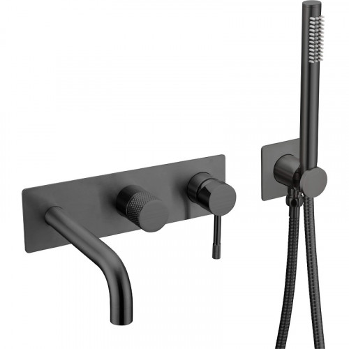 Смеситель для ванны Boheme Uno 464-3-B Черный матовый латунь встраиваемый