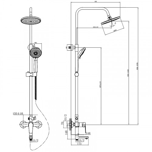 Душевая система Rossinka S35-46 Хром