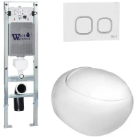 Комплект унитаза с инсталляцией WeltWasser AMBERG 350 ST + JECKENBACH 004 GL-WT + AMBERG RD-WT 10000006537 цвет Белый глянцевый с сиденьем Микролифт и клавишей смыва цвет Белый