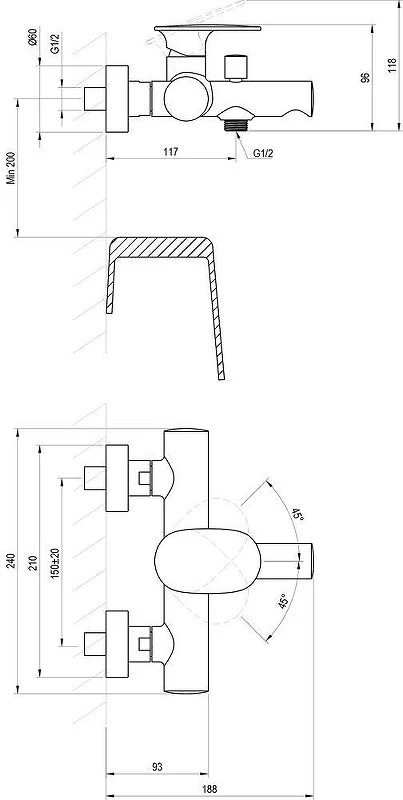 Смеситель для ванны Ravak Spring SG 022.00CR X070528 цвет Хром