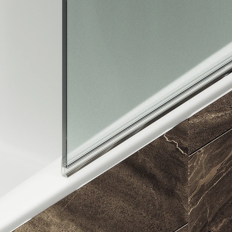Шторка на ванну Maybah Glass MGV-605-5 400x1400 поворотная на монопетле Хром матовый стекло сатиновое