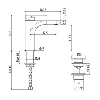 Смеситель для раковины Gattoni H2Omix7000 7004570NO Черный матовый латунь