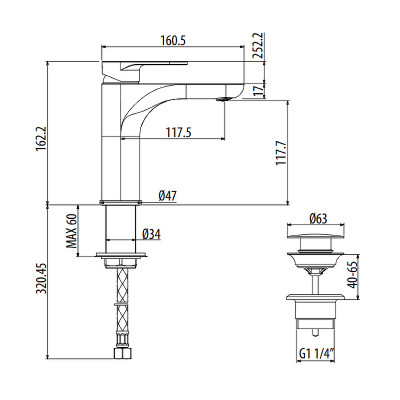 Смеситель для раковины Gattoni H2Omix7000 7004570NO Черный матовый латунь