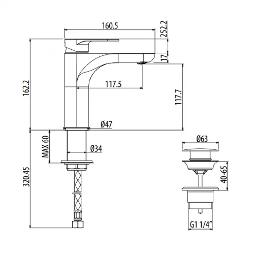 Смеситель для раковины Gattoni H2Omix7000 7004570NO Черный матовый латунь