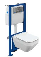 Комплект унитаза с инсталляцией Cersanit Crea Square CO DPL EO slim 63997 с сиденьем Микролифт фарфор подвесной
