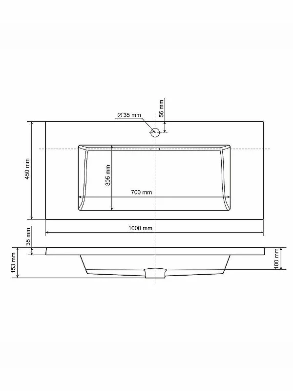 Раковина Uperwood Infinity 100 45383433000 цвет Белый глянцевый
