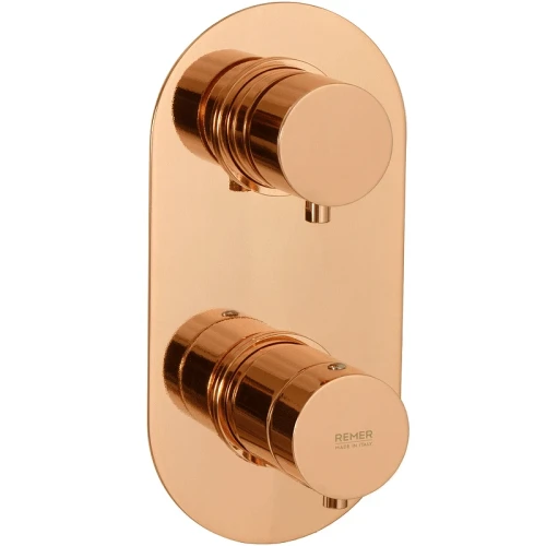 Смеситель для душа Remer Minimal Thermo NT93KBRL с термостатом Медь глянцевая латунь встраиваемый