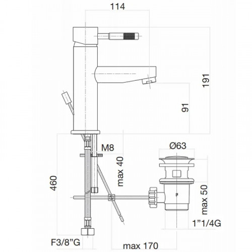 Смеситель для раковины Webert Rimini RI830102010 Золото