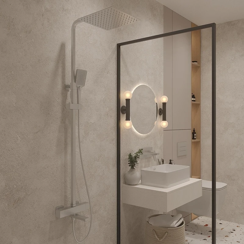 Душевая система Oliveeka Y OL-739902-BN с термостатом цвет Никель матовый