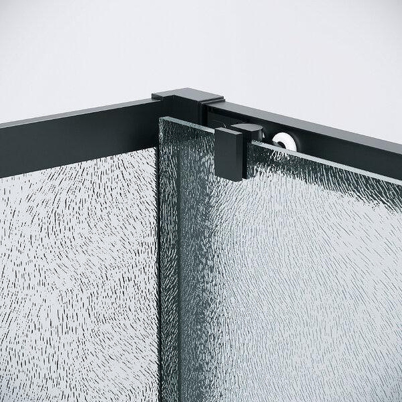 Душевой уголок Grossman Cosmo 100x100 L 120.K33.02.1010.21.02 профиль Черный матовый стекло шиншилла