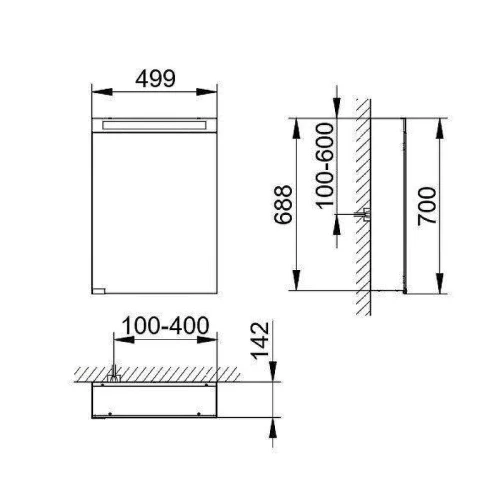 Зеркальный шкаф Keuco Royal E-One 50 R 44304171000 с подсветкой цвет Алюминий