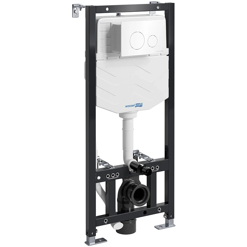 Инсталляция WasserKRAFT Aller 10TLT.010.ME.WH02 для унитаза с Белой клавишей смыва нержавеющая сталь