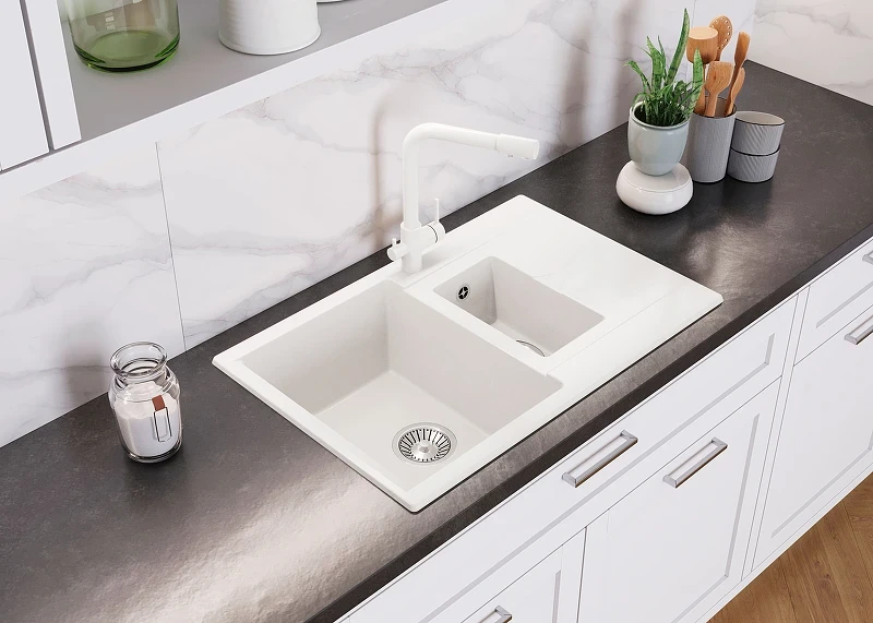 Кухонная мойка Polygran Brig-770 №302 621435 Песочная искусственный камень (литьевой мрамор) встраиваемый