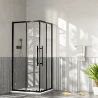 Душевой уголок Esbano Flex 120х90 ESOG-90D1-120D2-B профиль цвет Черный матовый стекло прозрачное