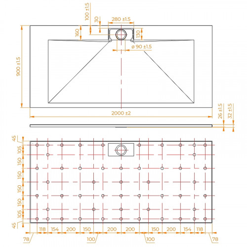 Душевой поддон из стеклопластика RGW TKS-W 200x90 553802920-01 Белый