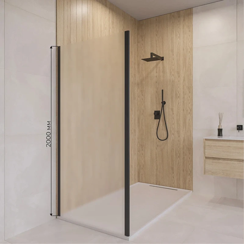 Душевая стенка RGW Z-050-3B 100 352253100-24 профиль Черный стекло матовое-сатинат