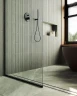 Душевая перегородка Maybah Glass MGD-695-6у 790x1950 в узком профиле Черный стекло прозрачное