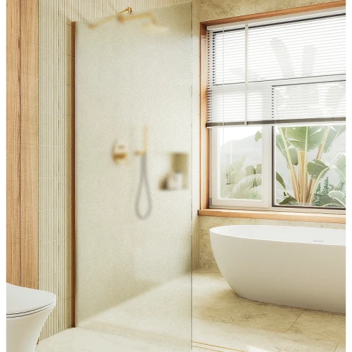 Душевая перегородка Maybah Glass MGD-690-3ш 890x1950 в широком профиле Золото стекло сатиновое