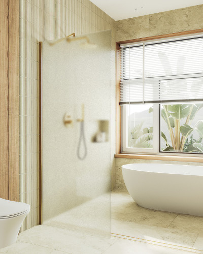 Душевая перегородка Maybah Glass MGD-690-3ш 890x1950 в широком профиле Золото стекло сатиновое