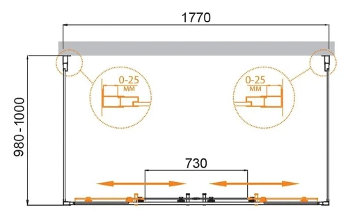 Душевой уголок Cezares Molveno 180x100 MOLVENO-AH-2/2-180/100-C-Cr-IV профиль Хром стекло прозрачное