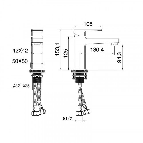 Смеситель для раковины Wonzon &amp; Woghand Cube 2.0 WW-88018068-BGM цвет Темный графит