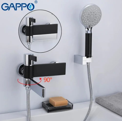 Смеситель для ванны Gappo G81 G3281 Черный матовый Хром