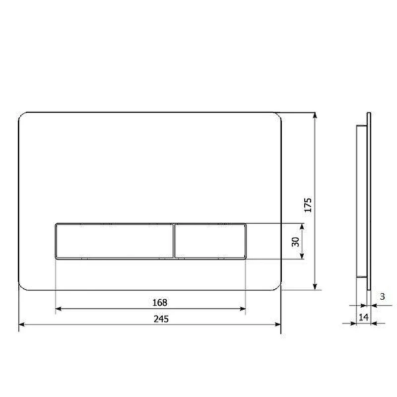 Клавиша смыва KK POL Vitrum Metal Slim 350/PSM/005-00-00 Нержавеющая сталь