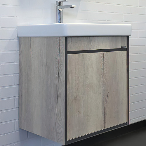 Тумба с раковиной Comforty Вена 55 00-00008928 подвесная Дуб дымчатый МДФ / ЛДСП