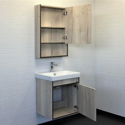 Тумба с раковиной Comforty Вена 55 00-00008928 подвесная Дуб дымчатый МДФ / ЛДСП