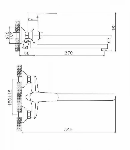 Смеситель для ванны Cron CN22337 Хром