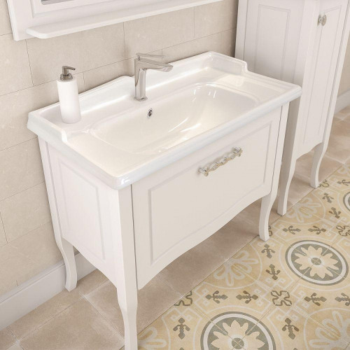 Тумба с раковиной Comforty Павия 100 00-00017943 цвет Белый глянцевый